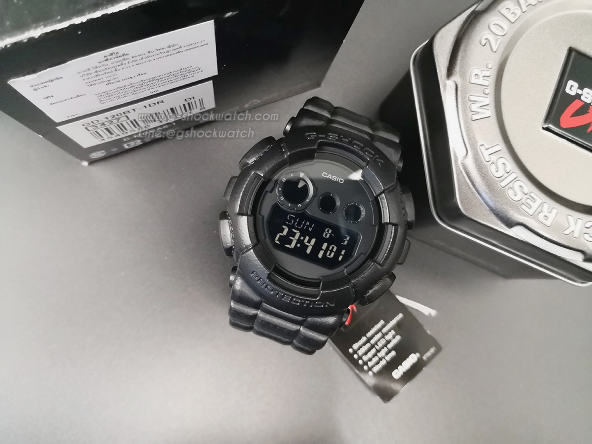 CASIO G-SHOCK นาฬิกาข้อมือ นาฬิกากันน้ำ นาฬิกาของแท้ ประกันศูนย์ CMG 1 ปี รุ่น GD-120BT-1D