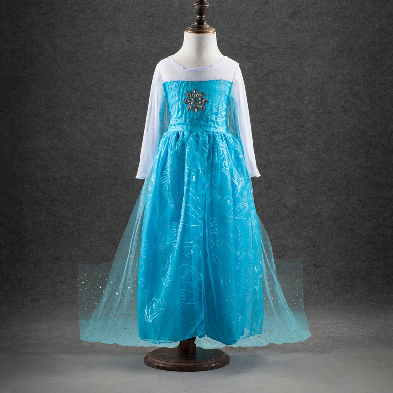 ชุดกระโปรง Frozen Elsa เจ้าหญิง เอลซ่า(พร้อมส่ง) ที่แขนไม่มีลายดอกไม้ค่ะรหัส# 111 size 110*2 120*2 130*2 140*2 150*2