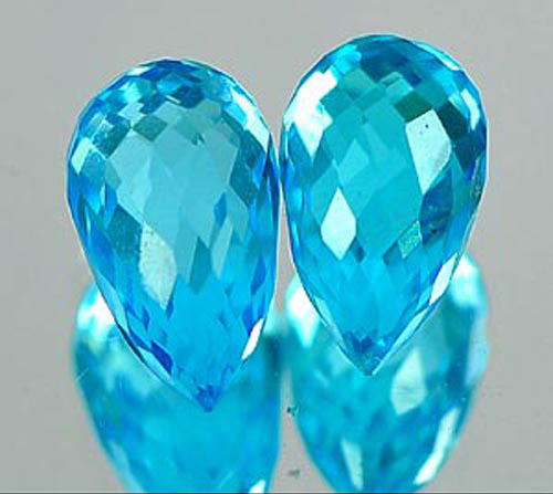โทแพซพลอยสีฟ้า 1.95 กะรัต 2 ชิ้น