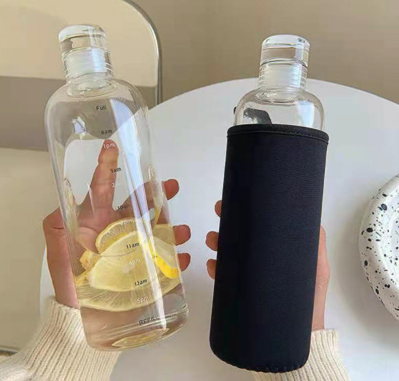 ขวดแก้วใส่น้ำ,ขวดแก้วน้ำ,500ml,750ml,+ปลอกหุ้ม