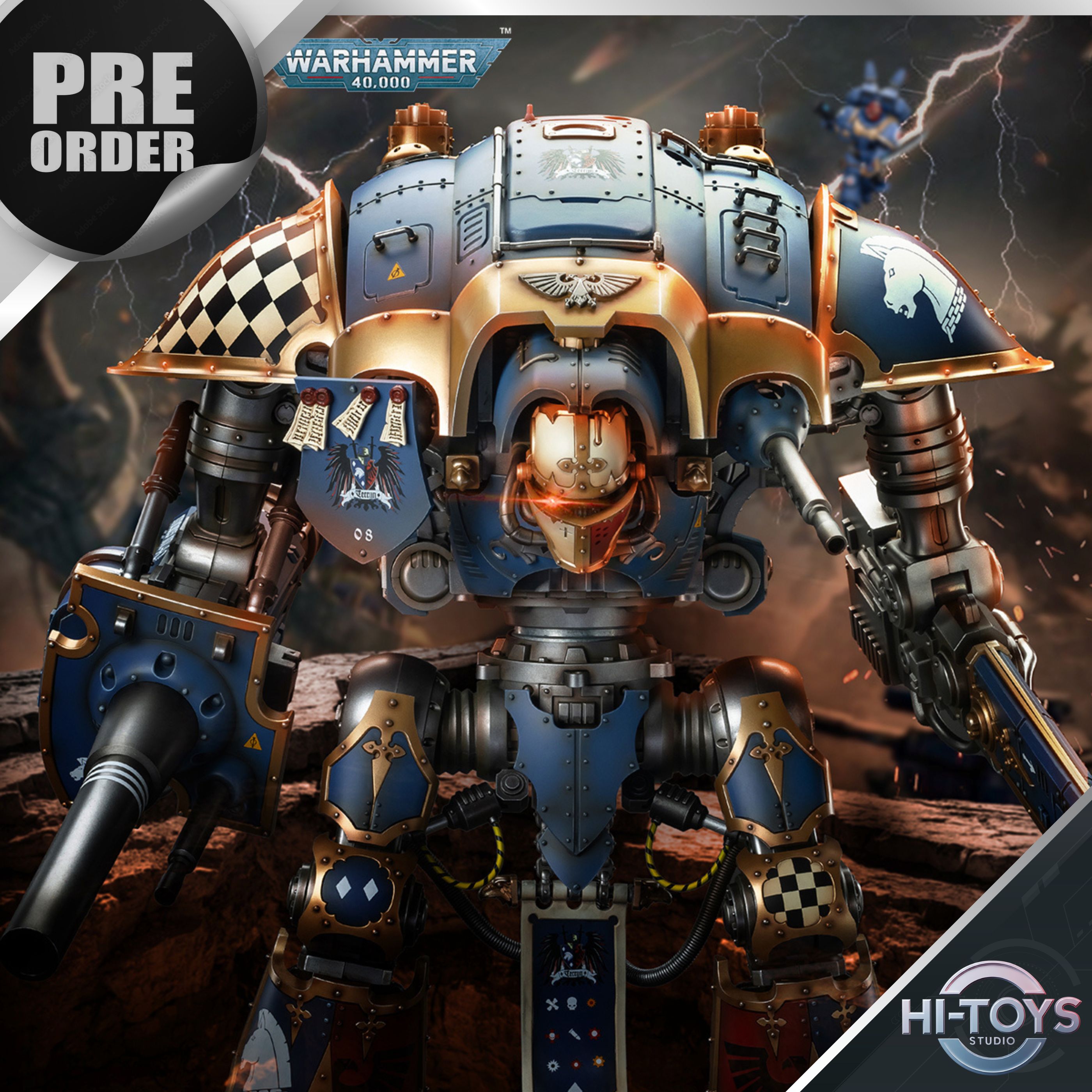 [ครบ 4 ชุด] PRE ORDER - 𝗝𝗼𝘆 𝗧𝗼𝘆 - JT9299 1/18 Warhammer 40K Imperial Knights House Terryn Knight Paladin
