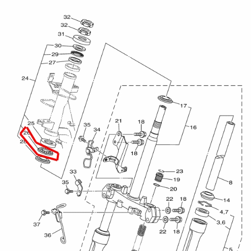 ชุดลูกปืนถ้วยคอล่าง SPARK135RX SPARK X FIORE MIO AMORE อะไหล่แท้ YAMAHA 156-F341E-01 รหัสทดแทน 50P-F341E-10