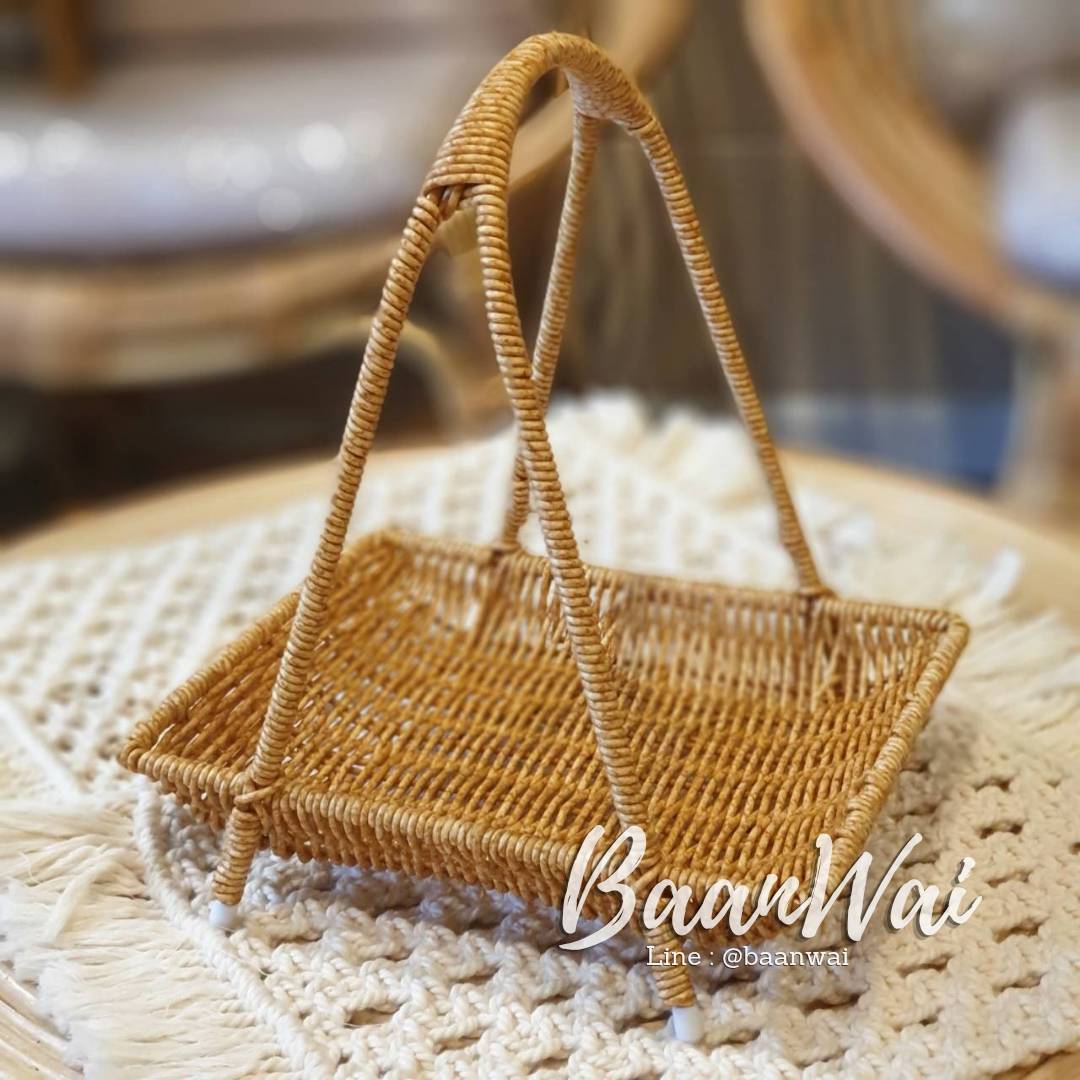 ชั้นวางหวายเทียม โครงเหล็กทรงเหลี่ยม