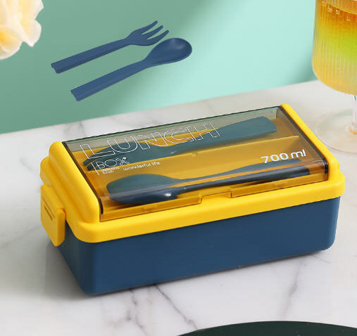 กล่องข้าว,กล่องใส่ข้าวพลาสติก,กล่องใส่ข้าวพร้อมช้อนส้อม