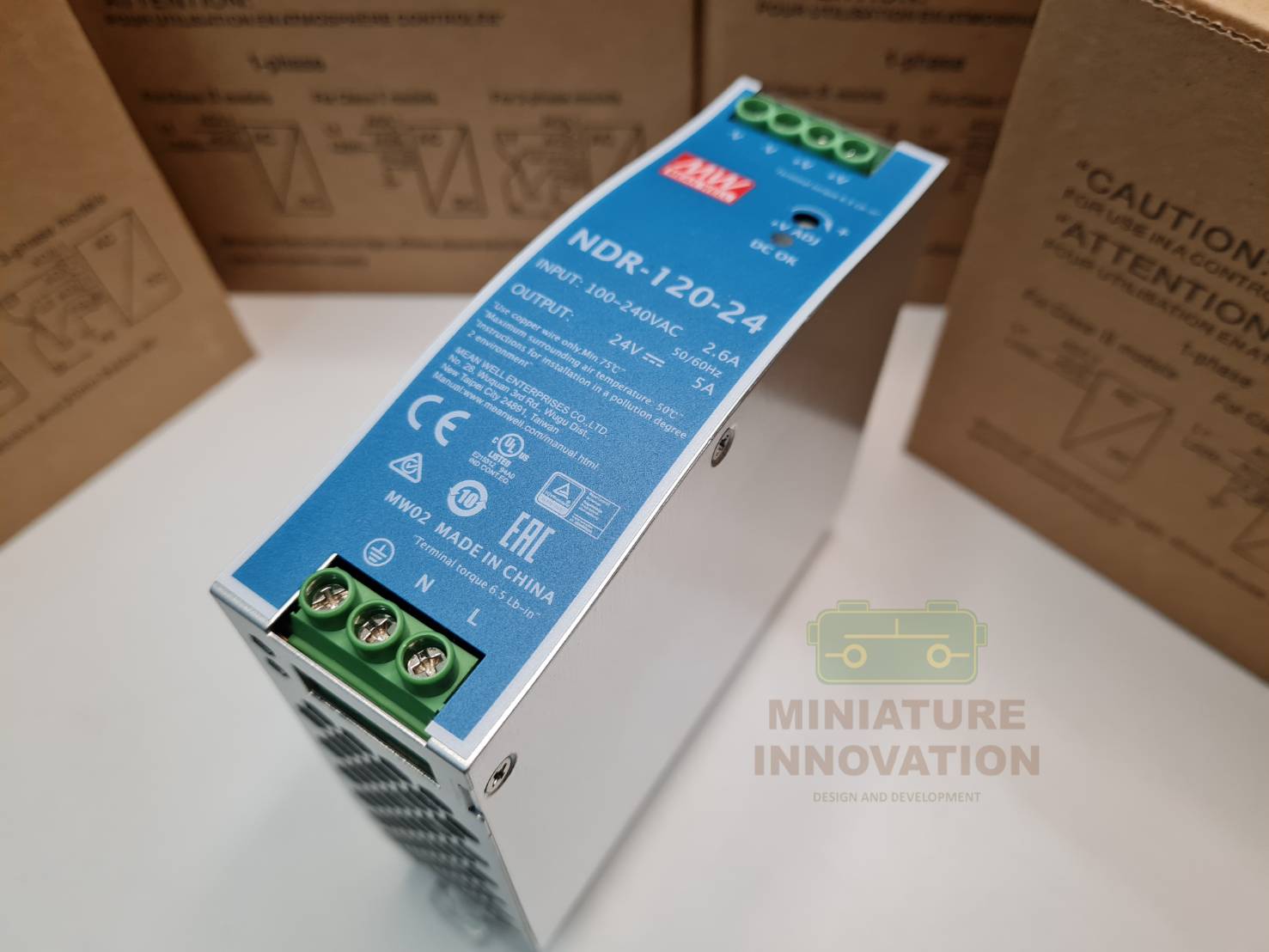 Mean Well รุ่น NDR-120-24 DIN Rail Power Supply, 24V dc Output Voltage, 5A Output Current