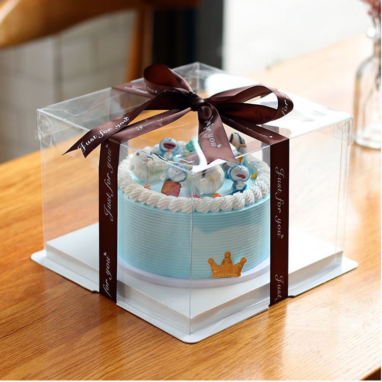 กล่องเค้กใสทรงสูง RB119 23x23x18 ซม.1ใบ (เฉพาะกล่องไม่รวมโบว์) (09-8162)