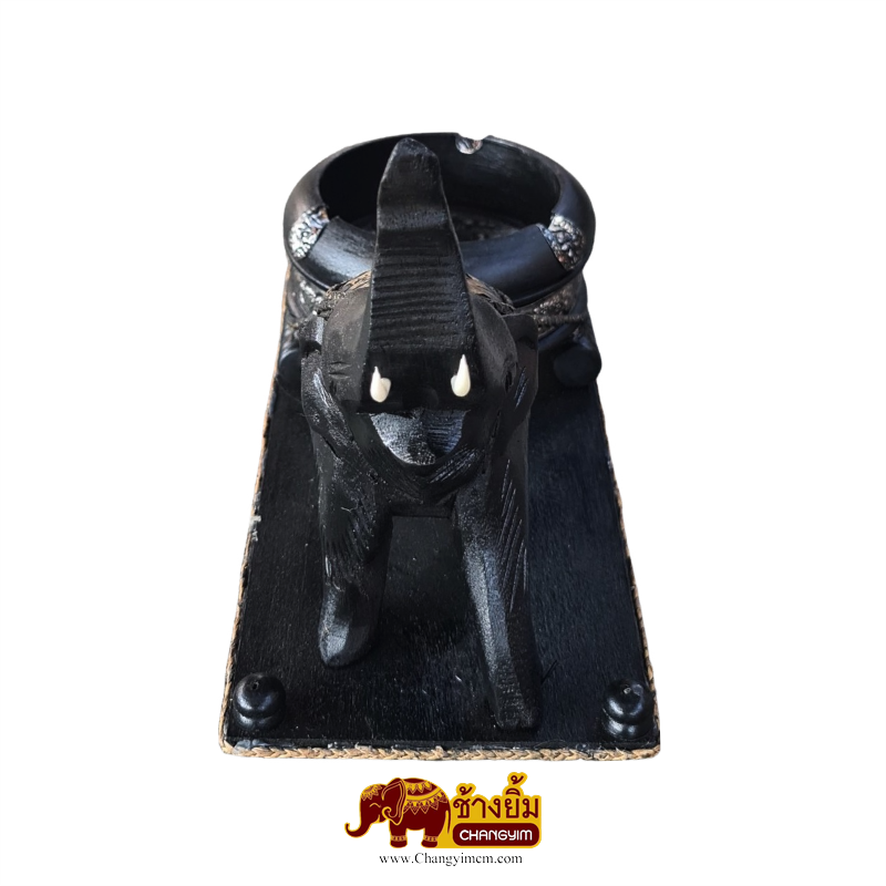 ช้างชูงวงลากที่เขี่ยบุหรี่ ( มีฐาน )