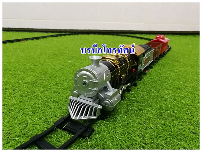 รถไฟวิ่งราง รถไฟไอน้ำพ่นควัน รถไฟฉึกฉัก รถของเล่นมีเสียงมีไฟใส่ถ่าน