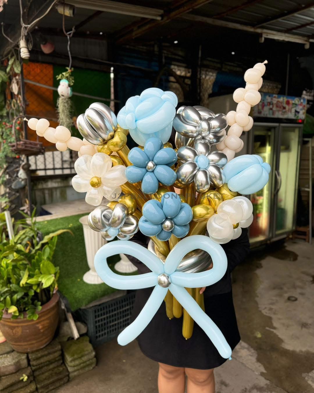 ช่อลูกโป่งดอกไม้รวม Mix balloons twist 12 ดอก 1 ช่อ