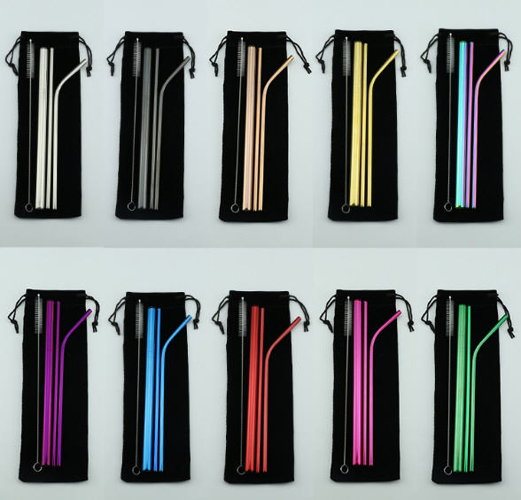 ชุดหลอด+แปรง+ถุงผ้า,ชุดหลอดสแตนเลส