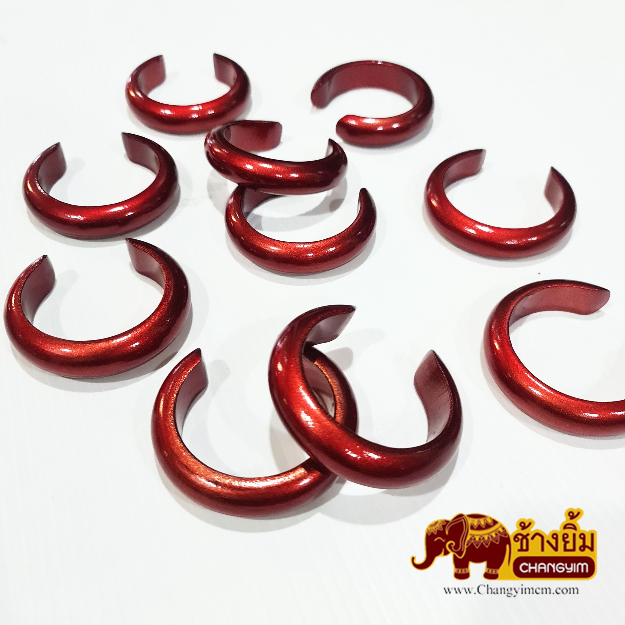 กำไลไม้สีเมทัลลิค ( สีไวน์แดง )