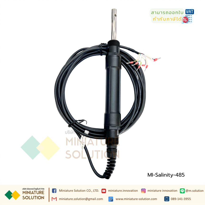 เซ็นเซอร์วัดค่าความเค็มในน้ำ Salinity Sensor electrode probe RS-485 MODBUS RTU Output Seawater salinity sensor : (485) + (4-20mA) dual output, 5% range 5m line