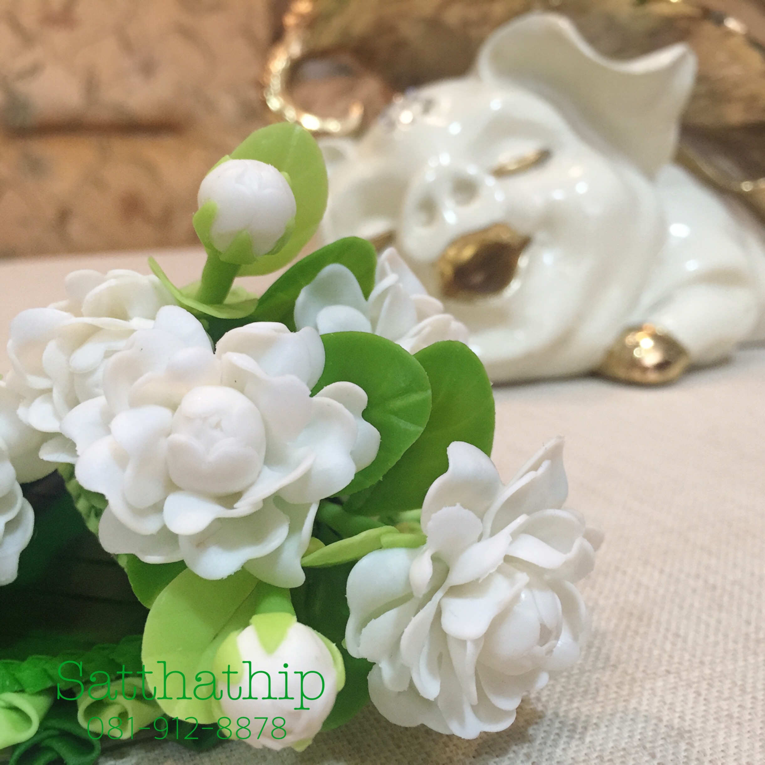 กรวยดอกมะลิ ประดิษฐ์จากดิน - ดอกมะลิดิน - ของขวัญวันแม่ - Jasmine flower