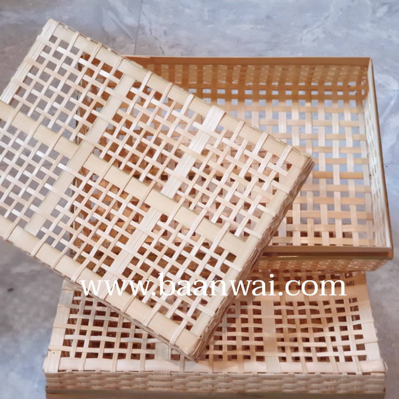 กล่องไม้ไผ่สาน ฝา 4 ช่อง