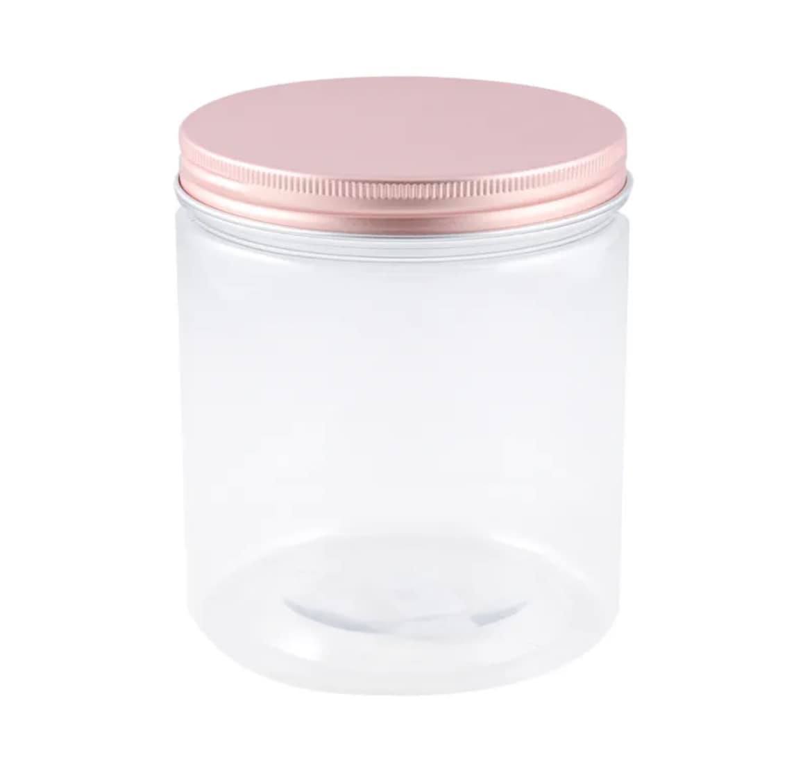 กระปุก Pet ใส ขนาด 8.5x 12 ซม. ความจุ 680 ml. ฝาโรสโกลด์ 1 ใบ (12-8474)