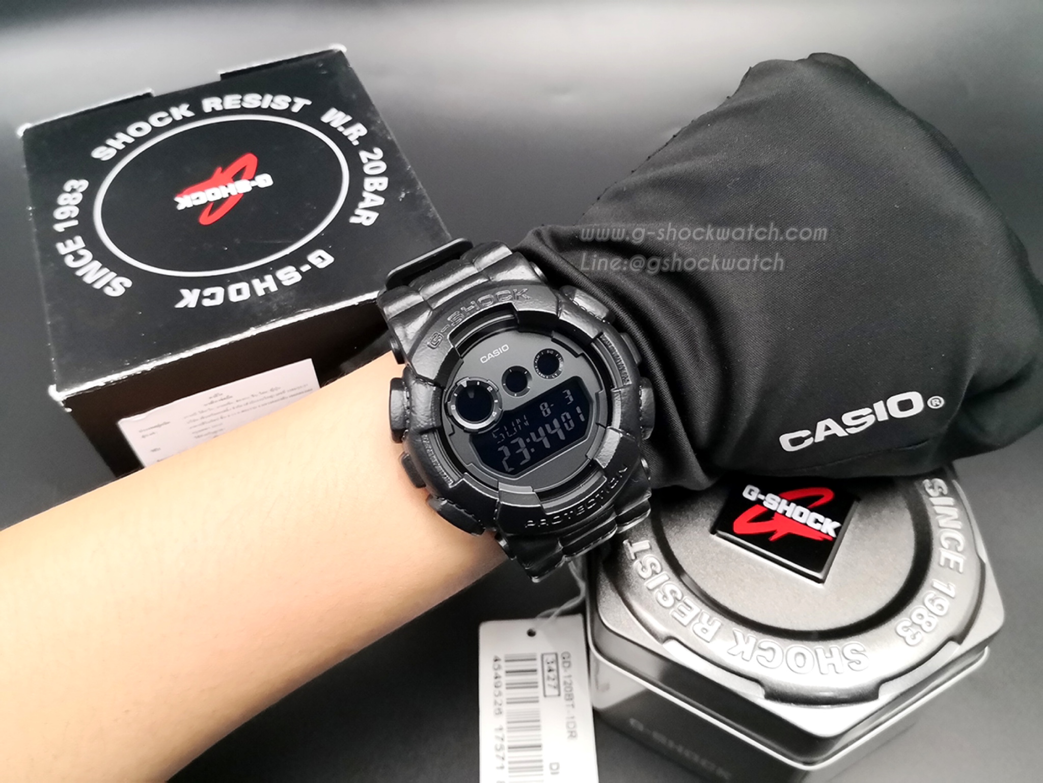 CASIO G-SHOCK นาฬิกาข้อมือ นาฬิกากันน้ำ นาฬิกาของแท้ ประกันศูนย์ CMG 1 ปี รุ่น GD-120BT-1D