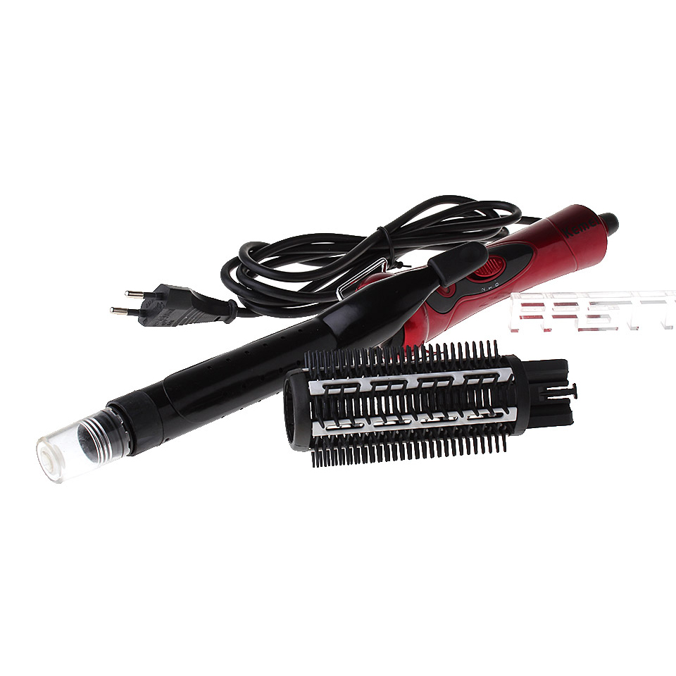 Kemei KM-026 เครื่องหนีบ&ม้วนผมไอน้ำ 2 in 1 พร้อมแปรงหวี ทั้งหนีบและอบไอน้ำ ลอนหยิก ปรับได้ 2 ระดับ หมุน 360 องศา – สีแดง