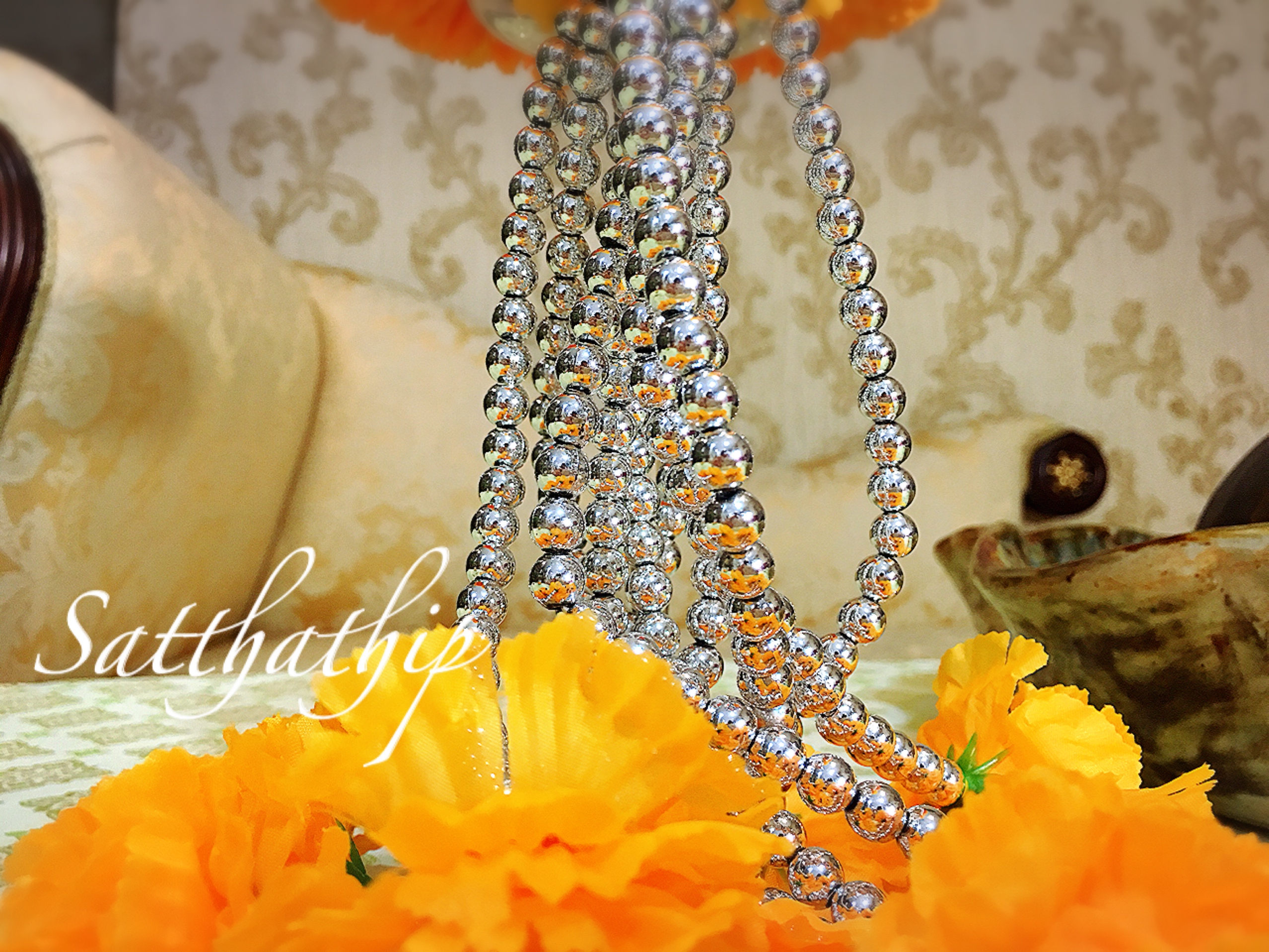 พวงมาลัยผ้า - พวงมาลัยดอกดาวเรือง ประดิษฐ์ - พวงมาลัยถวายศาลพระภูมิ - Fabric garland