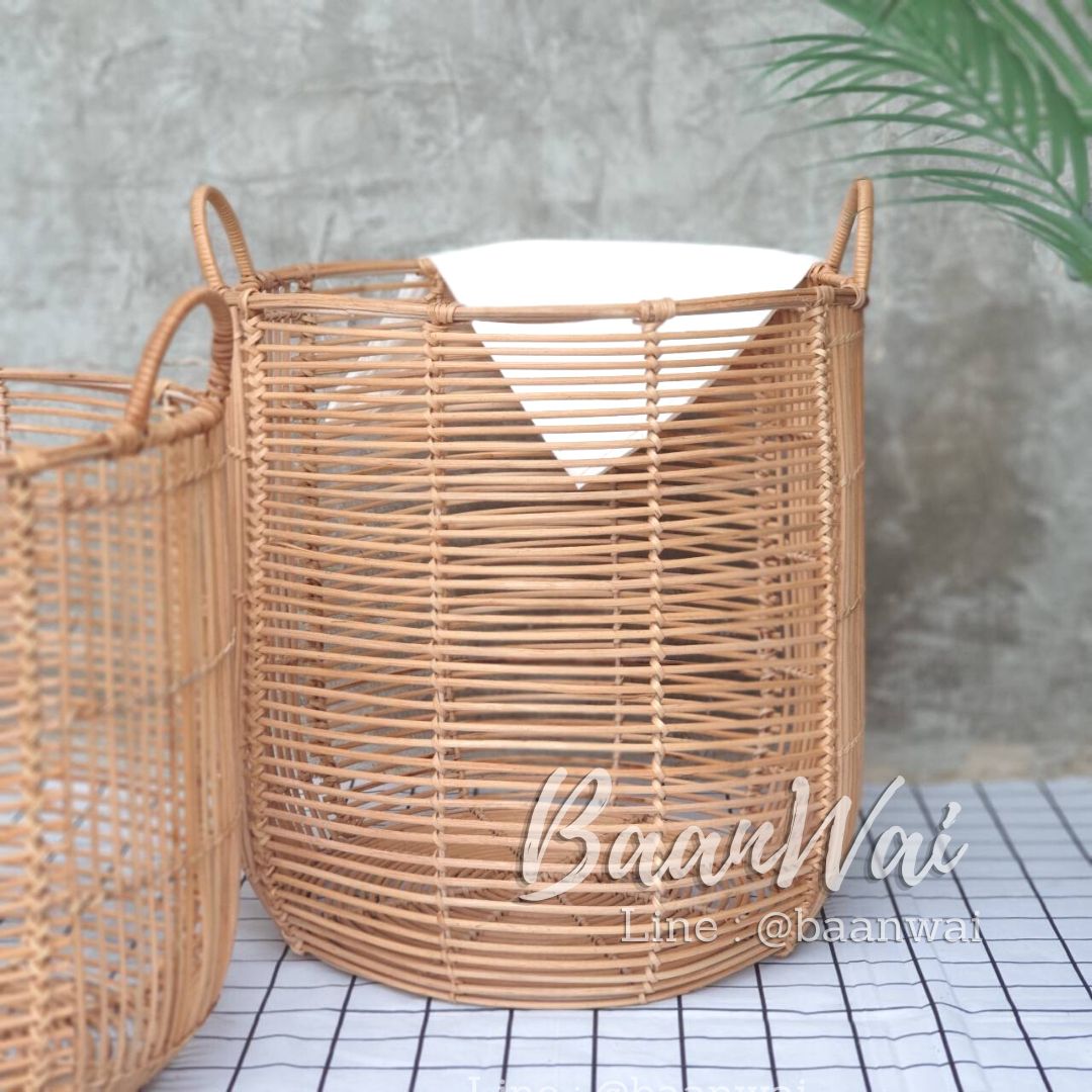 ตะกร้าหวาย ตะกร้าหวายโครงเหล็ก ตะกร้าอเนกประสงค์ ตะกร้าใส่ผ้า ตะกร้าใส่ต้นไม้