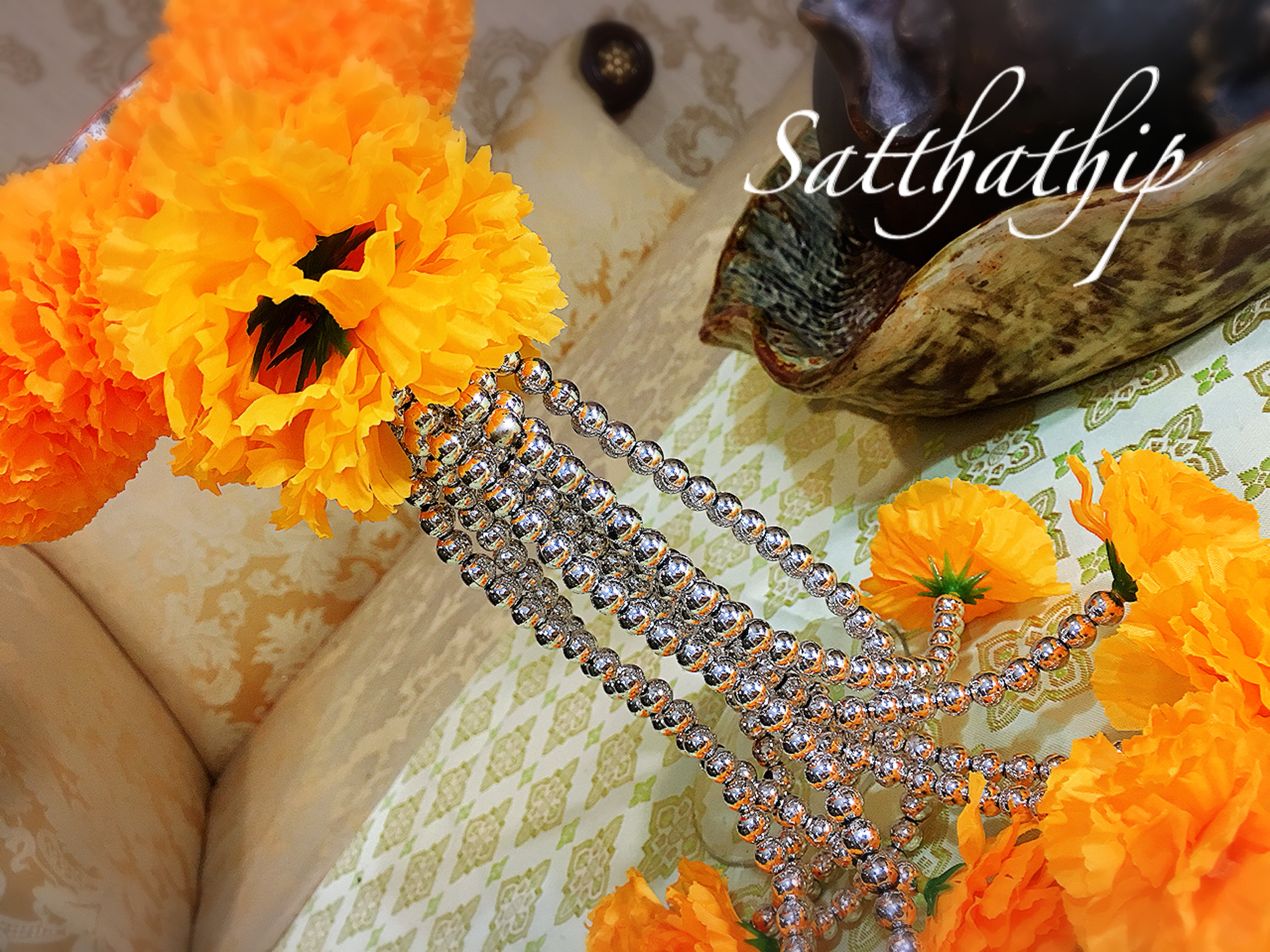 พวงมาลัยผ้า - พวงมาลัยดอกดาวเรือง ประดิษฐ์ - พวงมาลัยถวายศาลพระภูมิ - Fabric garland