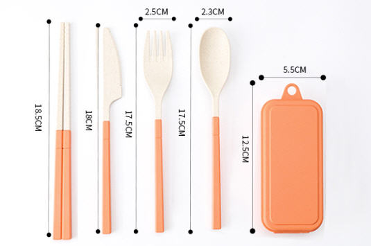 ชุดช้อนส้อมพกพา,ชุดช้อนส้อมตะเกียบมีดพกพา,ชุดช้อนส้อมฟางข้าวสาลี