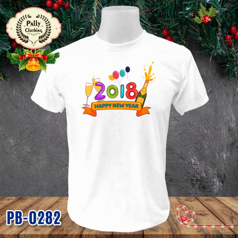เสื้อปีใหม่และคริสต์มาส PB-0282 ลาย HAPPY NEW YEAR 2018