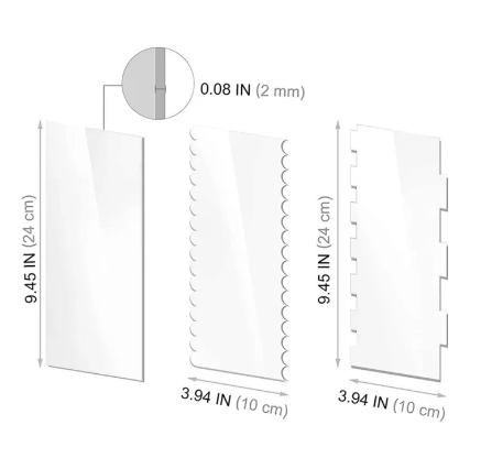 6 pcs Acrylic Cake Scraper/ Decorator แผ่นแต่งเค้กอะคริลิค 10 x 24 ซม. เซ็ท 6 ชิ้น (12-8050)