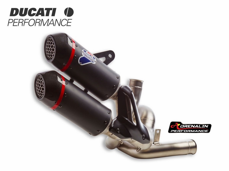 ท่อคู่ Racing termignoni สำหรับ Monster 937 ducati performance ท่อดำปากคาร์บอน พร้อมคอกลาง แทนที่แคต (For Exhibition only)