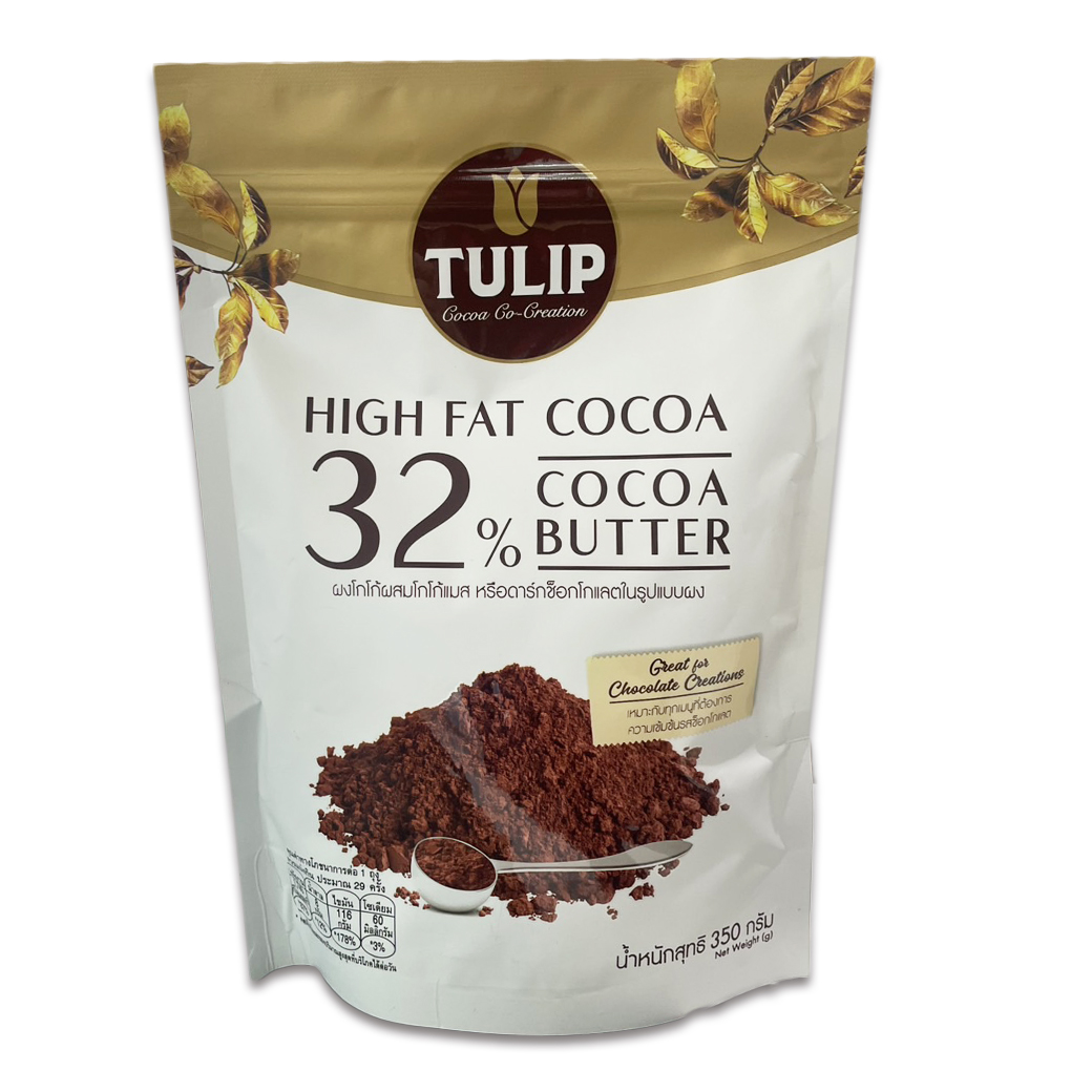 ผงโกโก้ทิวลิปผสมโกโก้แมสชนิดผง 32 % Tulip Cocoa Powder 32 % Cocoa Butter with Powder cocoa mass 350 g. (05-7968)