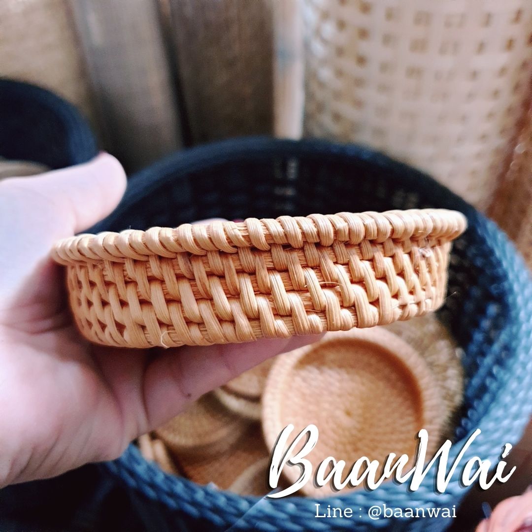 แผ่นรองแก้วหวายสาน งานละเอียด มีขอบ