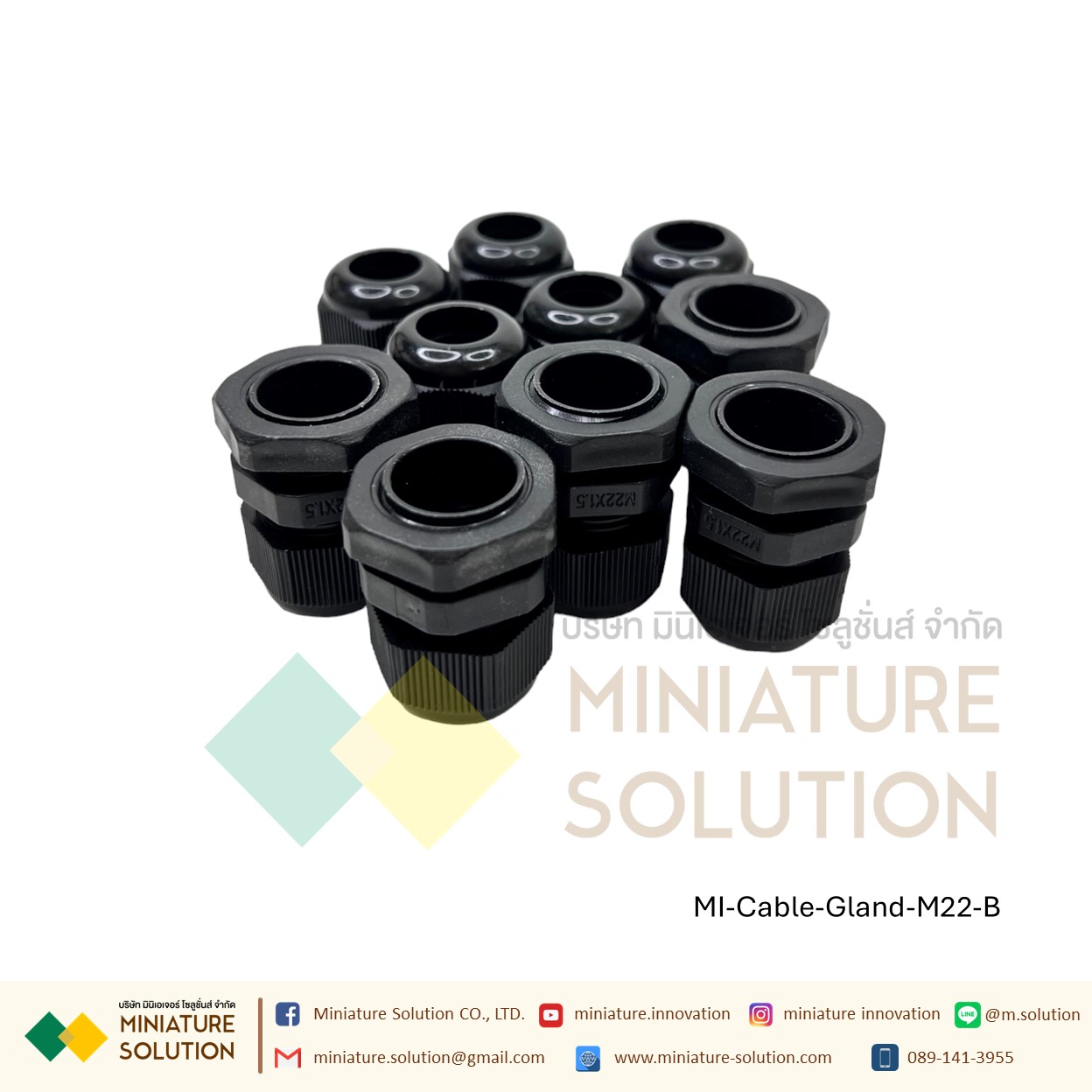 แพ็ค 10 ตัว Cable Gland เคเบิ้ลแกลนด์สกรู M ไนลอน เคเบิ้ลแกลนด์ สีดำ ขาว IP68 M22 M24 M27 M30 M36 x1.5 สายไฟ 10-25 มม.