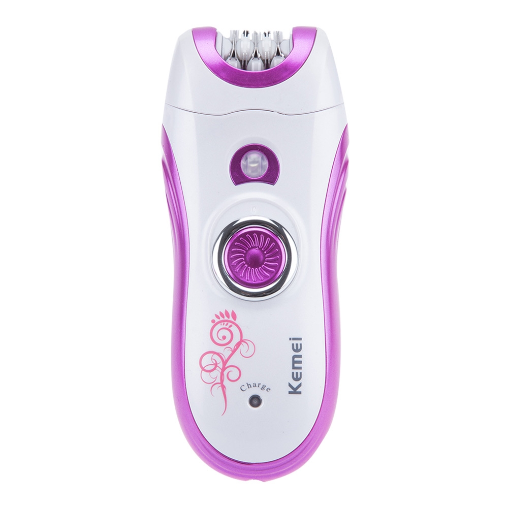 Kemei เครื่องถอนขน 6 in 1 โกนขน นวดหน้า ขัดหน้า ชุดใหญ่ KM-3066 เปลี่ยนได้ 3 หัว มอเตอร์ Pd อัลลอยด์ ใช้งานต่อเนื่อง 40 นาที ถอดล้างหัวได้ แถมฟรี!! ฟองน้ำทำความสะอาด - สีชมพู