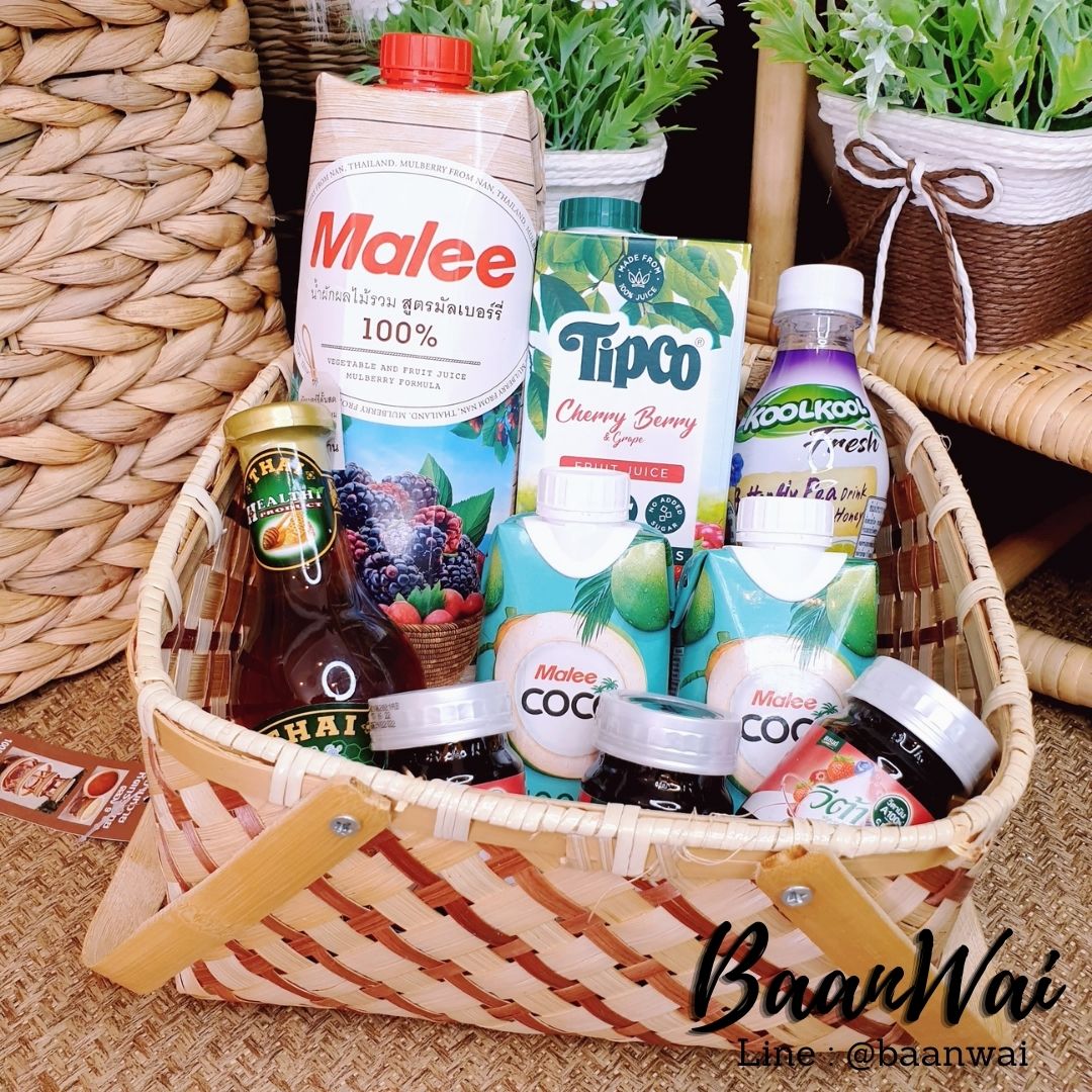 ตะกร้าไม้ไผ่ หูพับ มี 3 ขนาด