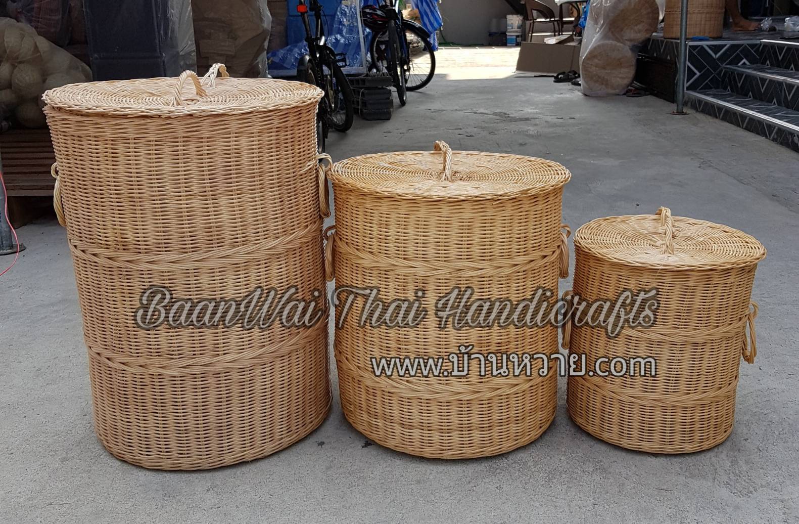 ตะกร้าผ้า หวายแท้ ถังหวายใส่ผ้า ตะกร้าผ้าซัก