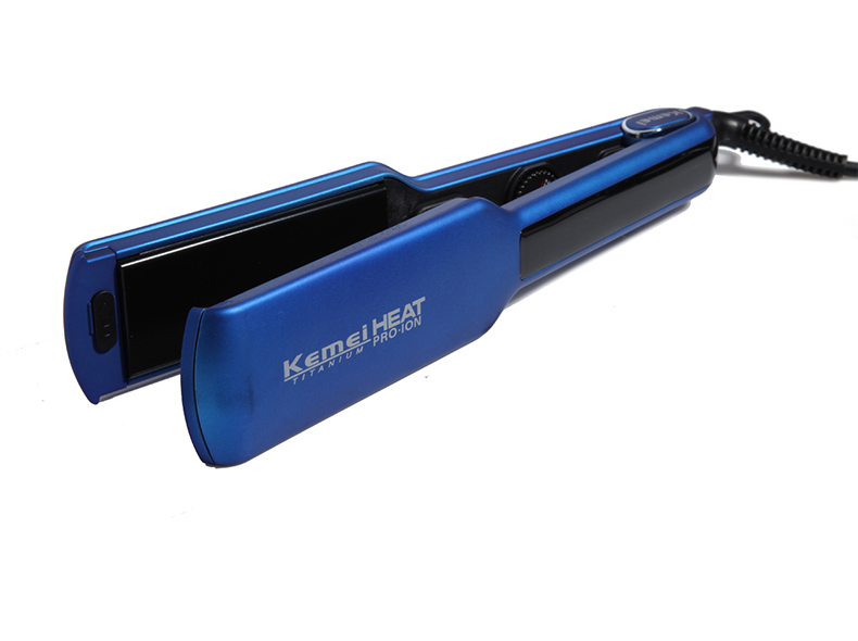 Kemei Heat Pro ION เครื่องหนีบผม 4 in 1 หนีบผมตรง หยัก และม้วนลอน เปลี่ยนแผ่นความร้อนไททาเนี่ยม 4 แบบ KM-1078 ร้อนเร็ว ปรับอุณหภูมิ 170-230 องศา - สีฟ้า