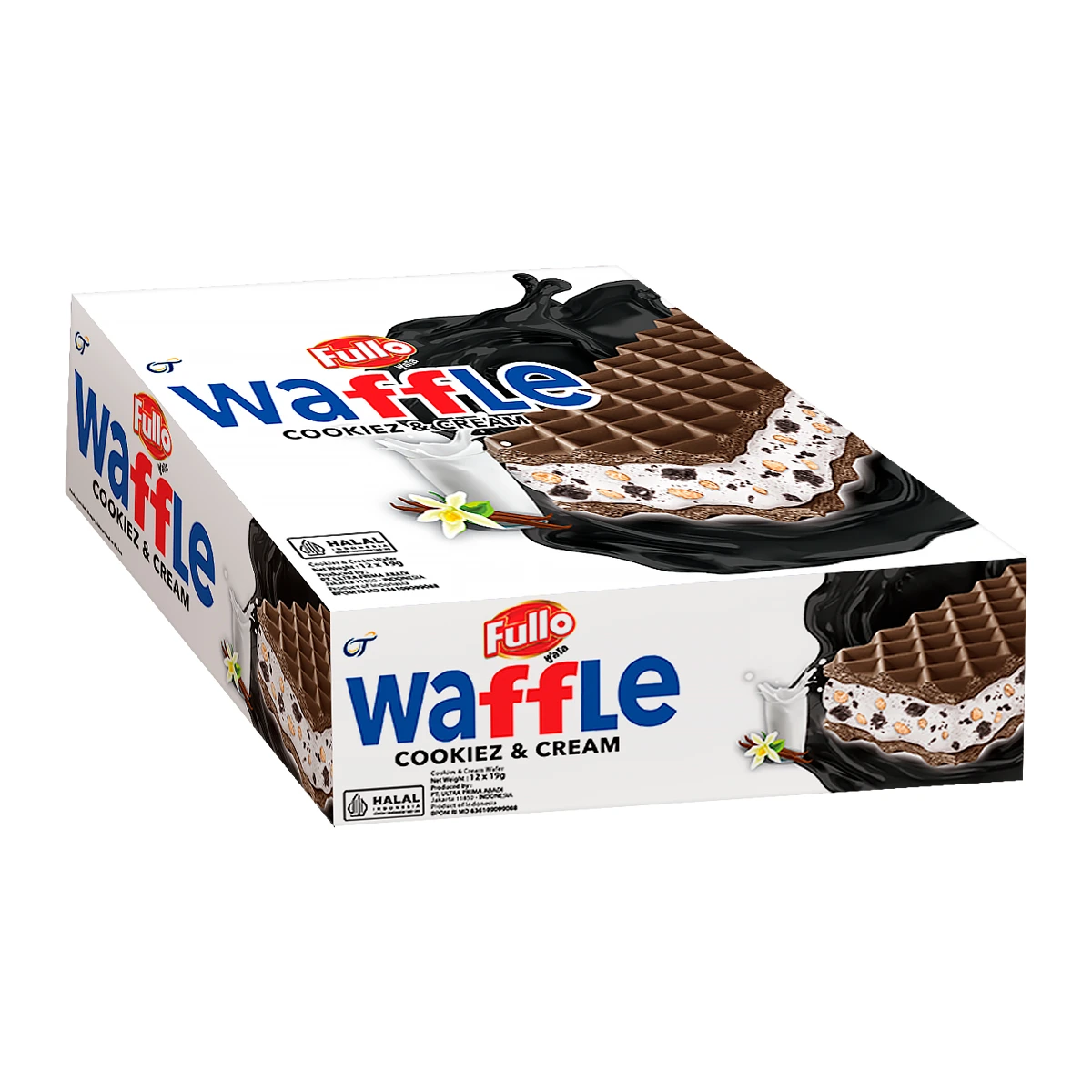 ฟลูโล วาฟเฟิล คุ๊กกี้แอนด์ครีม Fullo Waffle Cookie N Cream 19 g. x 12 ซอง (05-8571)
