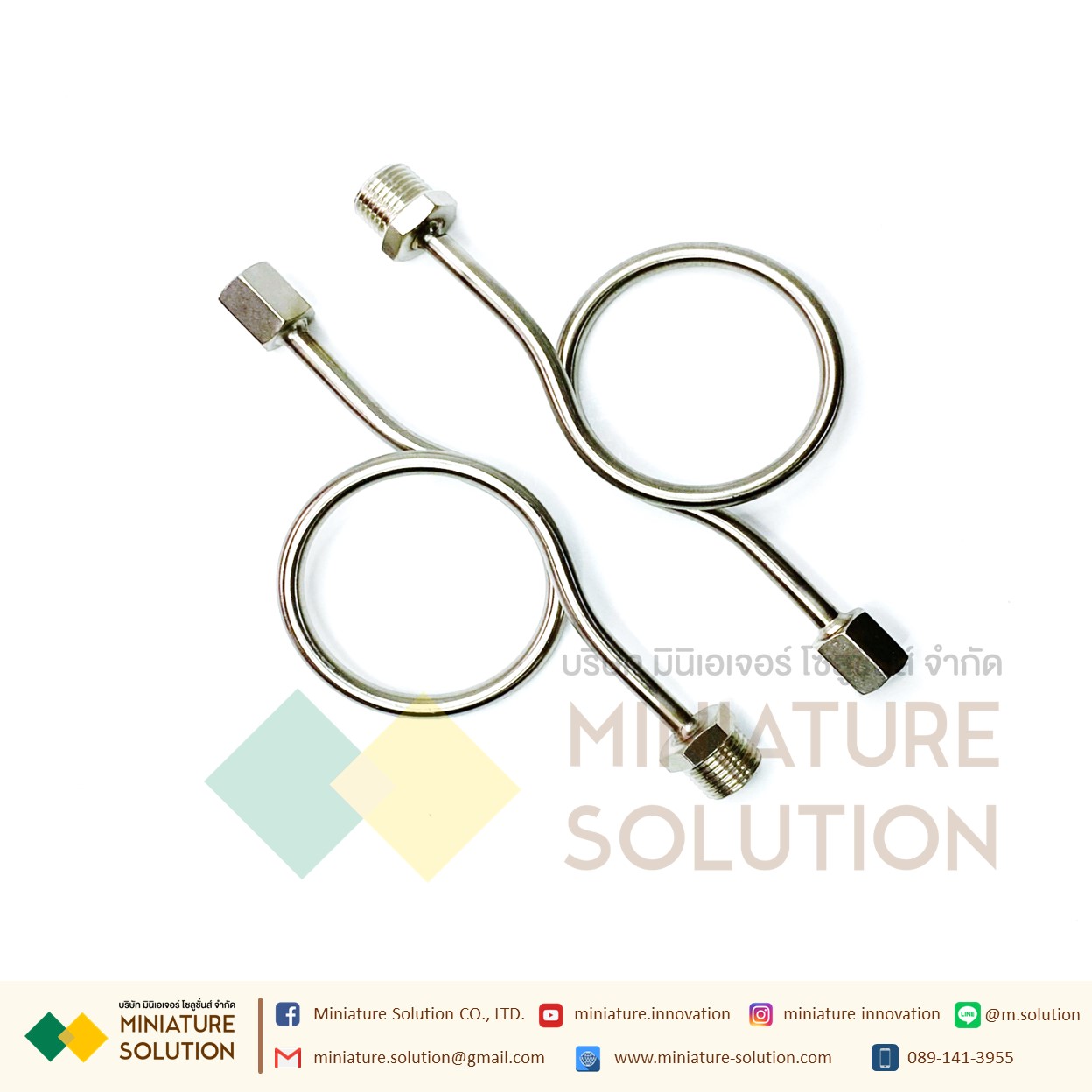 ข้อต่อแบบงอสแตนเลส ข้อต่อเฟล็กซ์สแตนเลส แบบงอ ข้อต่อท่อลม หัวแปลงท่อลม pressure gauge Transmitter intubation connector 6mm 8mm trachea connector M20X1.5 Stainless steel (Inner M14*1.5-outer 1/2)