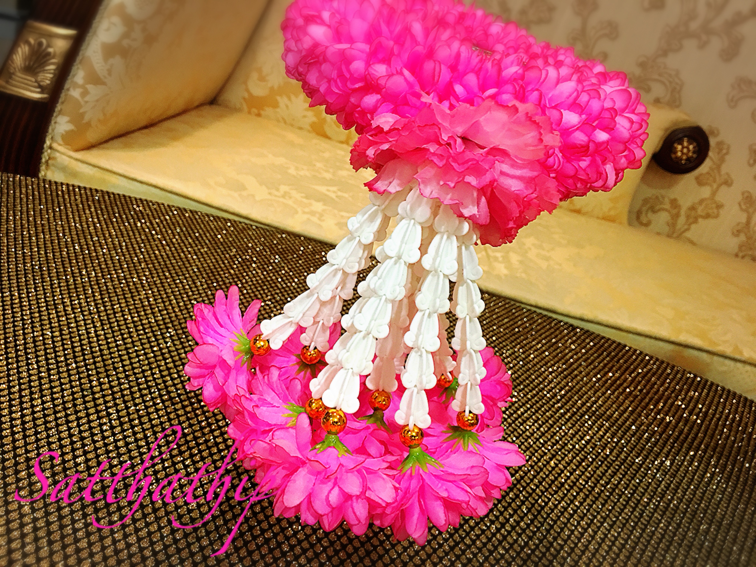 พวงมาลัยผ้า - พวงมาลัยดอกมัม ประดิษฐ์ - พวงมาลัยถวายศาลพระภูมิ - Fabric Garland