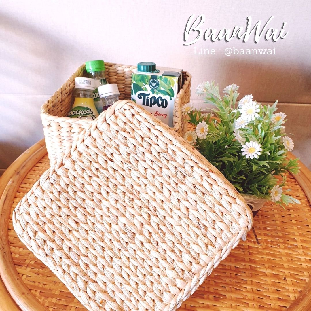 กล่องสาน กล่องผักตบชวา กล่องอเนกประสงค์ กล่องผักตบชวามีฝาปิด กล่องใส่ของ