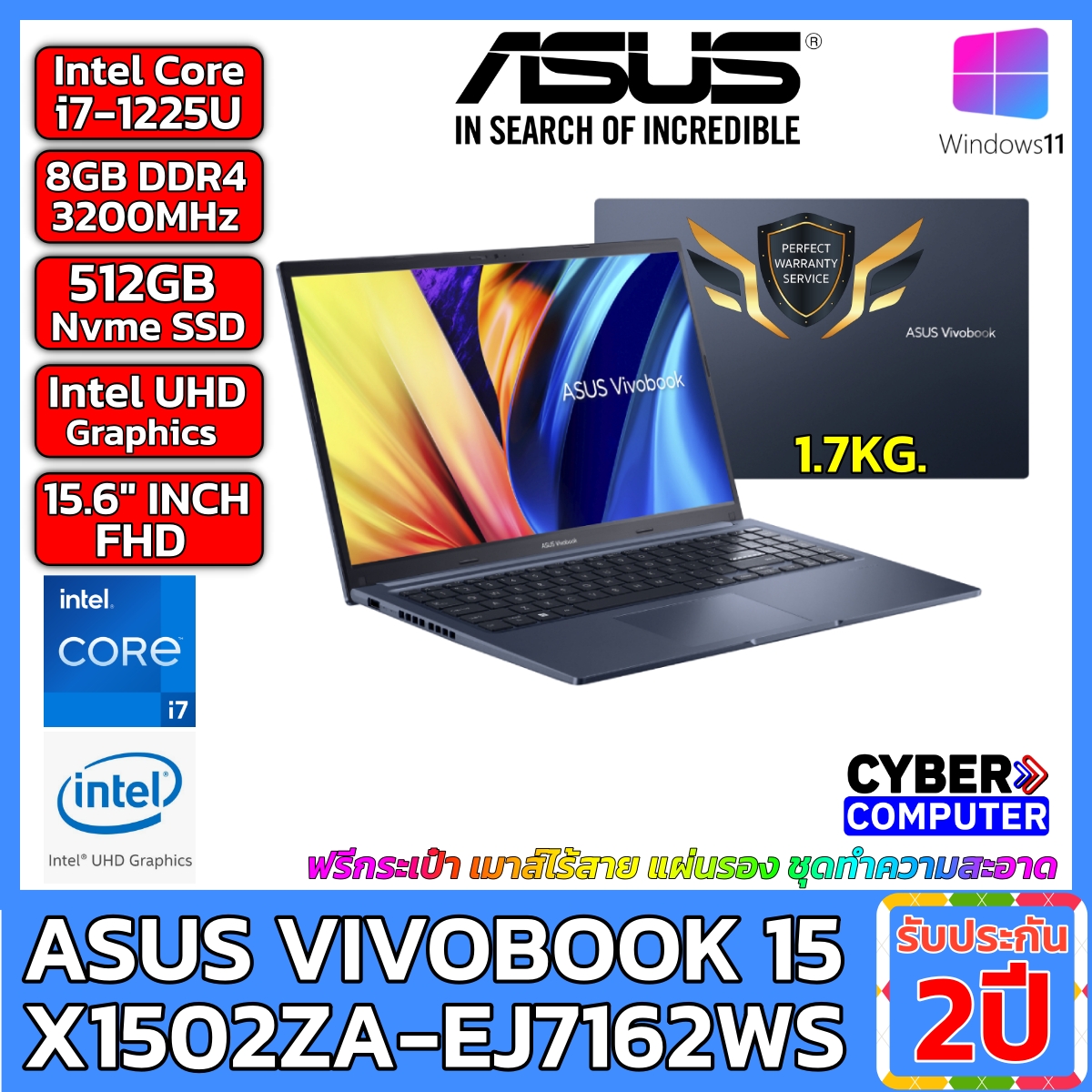 NOTEBOOK ASUS VIVOBOOK 15 X1502ZA-EJ7162WS INTEL I7-1255U