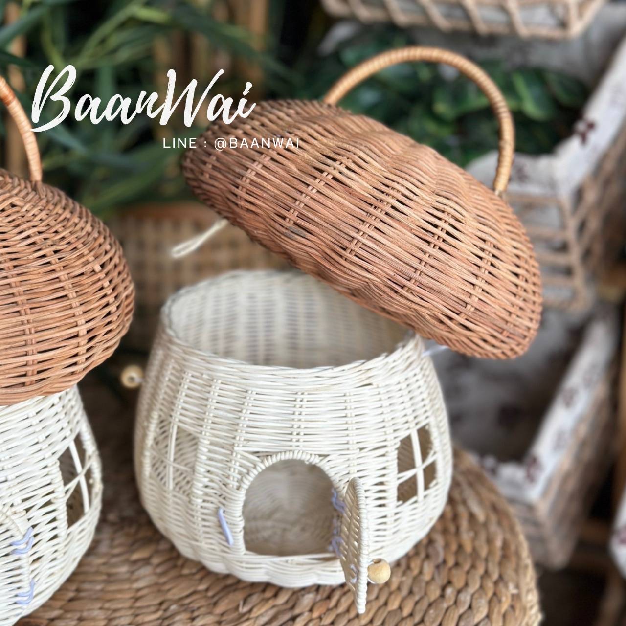 ตะกร้าหวายเก็บของ ทรงเห็ด