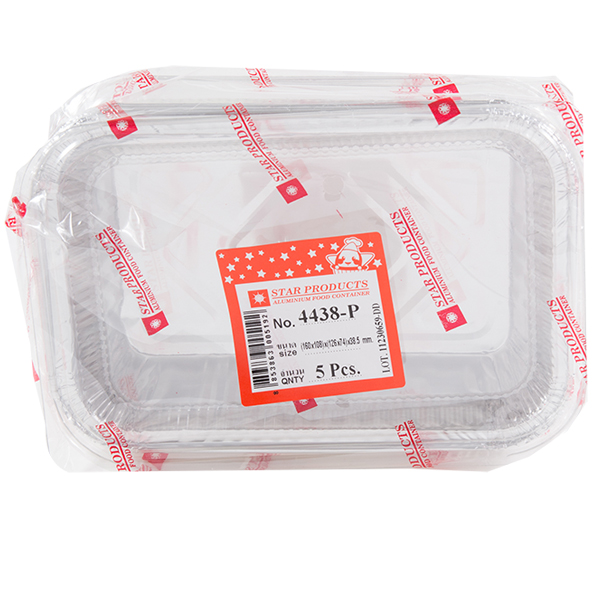 ถาดฟอยด์ Star Products 4438-P พร้อมฝา บรรจุ 5 ชุด (09-7146)