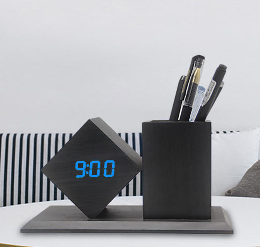 นาฬิกาไม้ตั้งโต๊ะ,นาฬิกาไม้ตั้งโต๊ะพร้อมกล่องใส่ของอเนกประสงค์