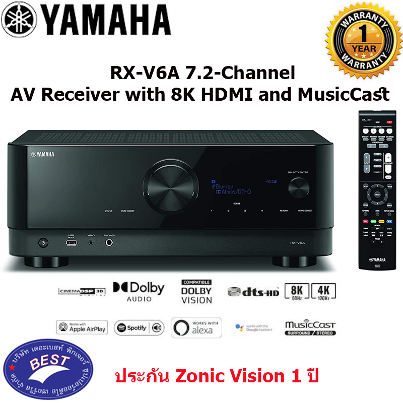 Yamaha RX-V6A 7.2-Channel AV Receiver with 8K HDMI and MusicCast