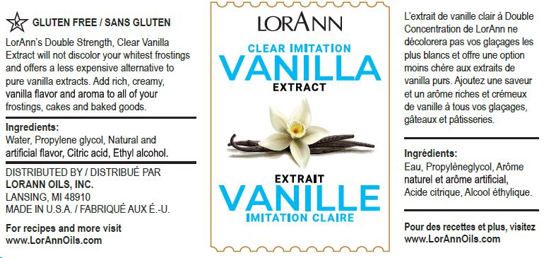 LORANN Vanilla Clear Extract (Art) Vanilla Imitation 4 Oz.กลิ่นวานิลาใส (118 ml) (06-7603-03)