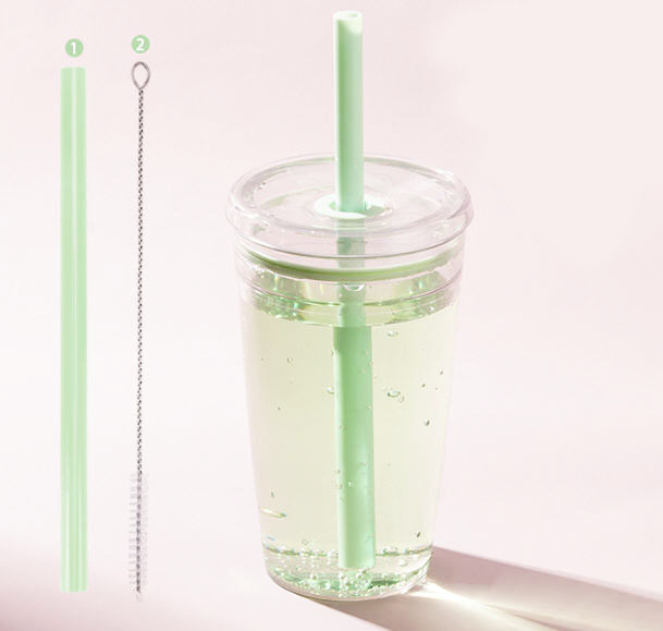 แก้วพลาสติกพร้อมหลอด,แก้วพลาสติก,450ml