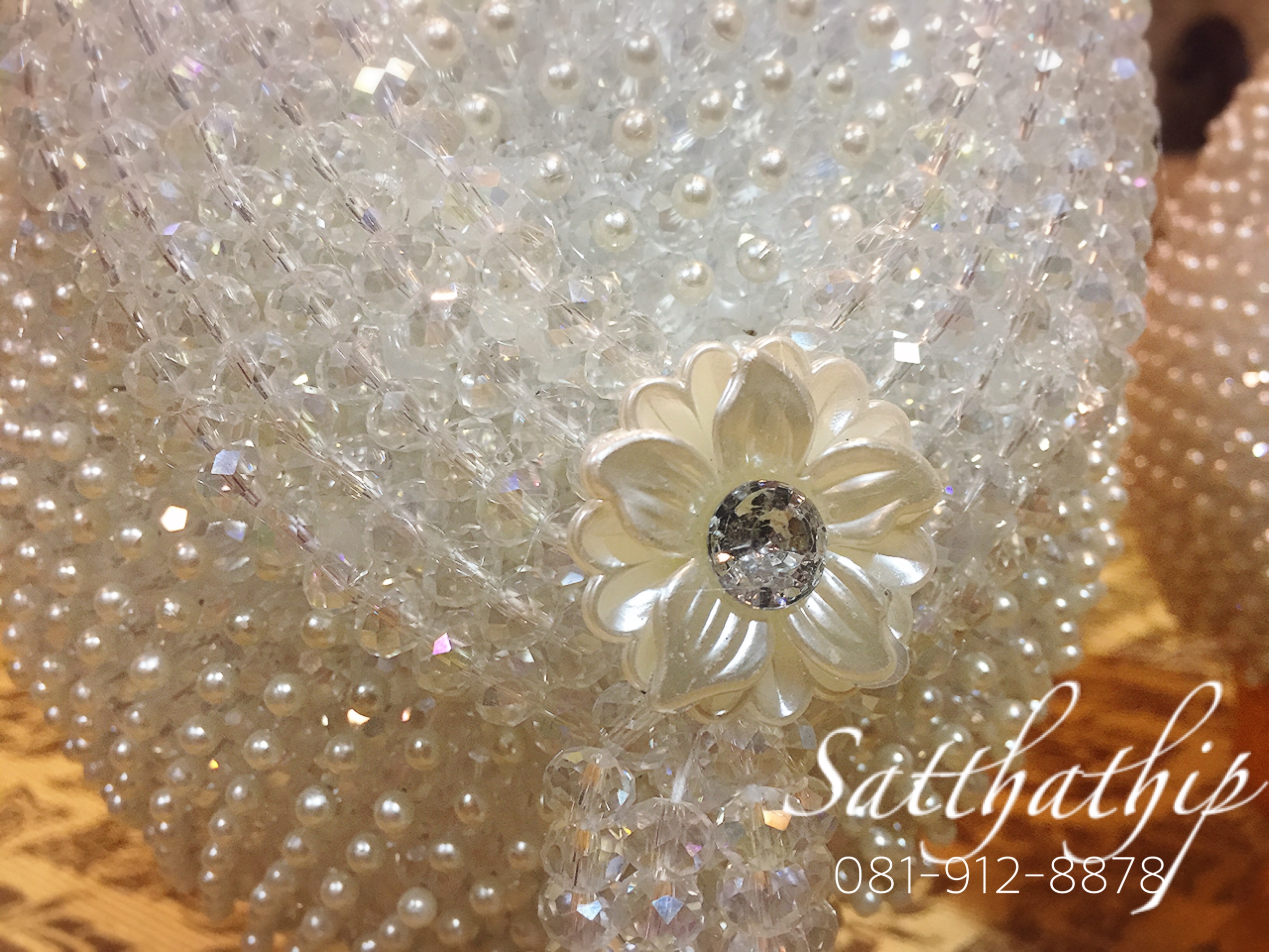 พานพุ่ม - พานพุ่มสักการะ - พานพุ่มคริสตัล สีขาว - Phan bush