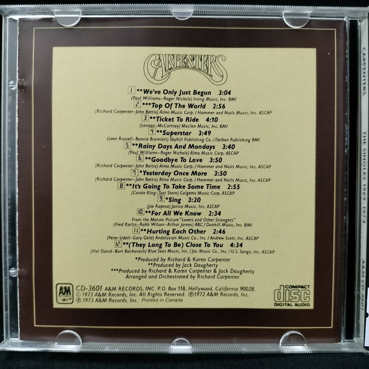Carpenters – The Singles 1969-1973 / CANADA / แผ่นเป็นรอย