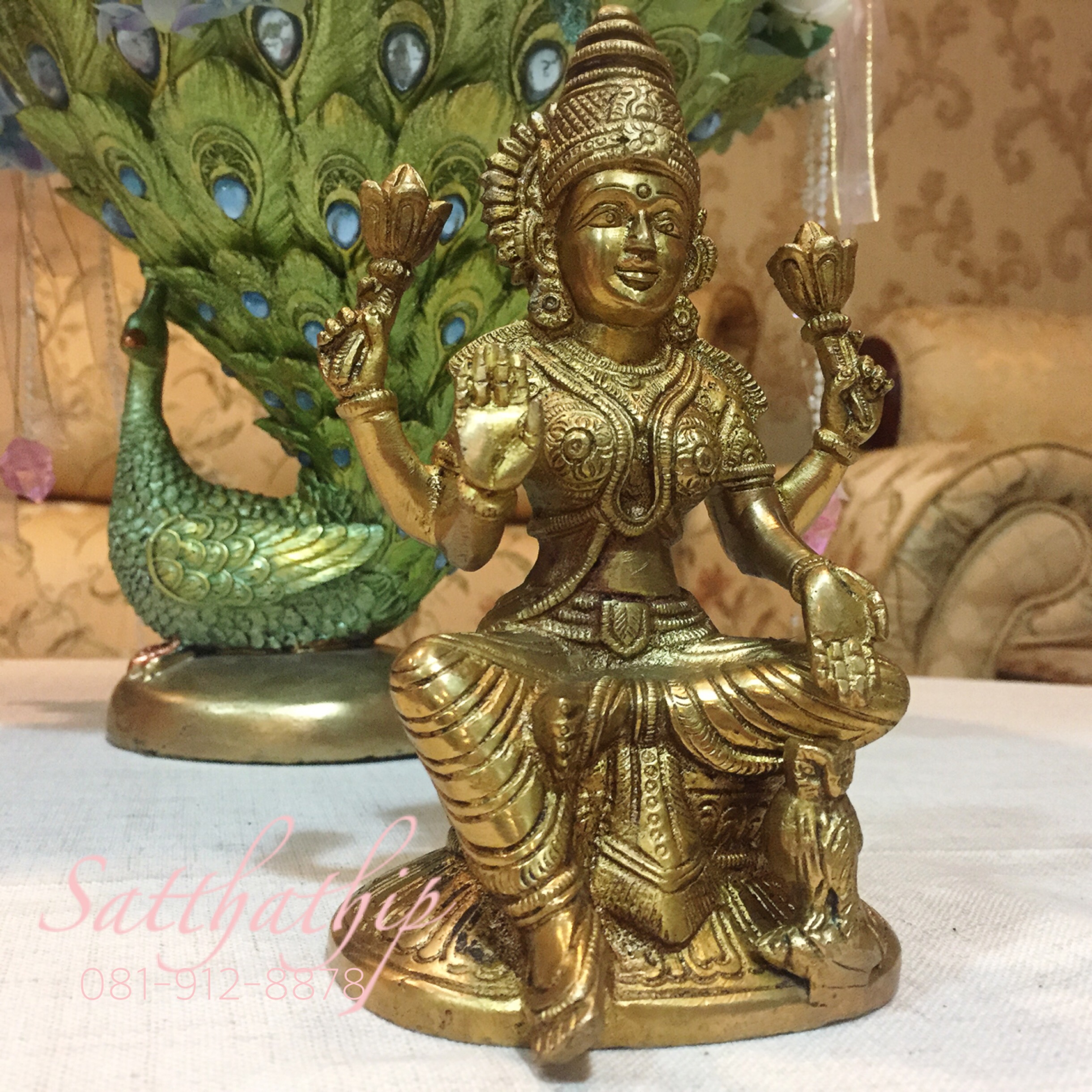 พระแม่ลักษมี ปางคชลักษมี (ทองเหลือง) ผลิตและนำเข้าจากอินเดีย - Lakshmi Devi