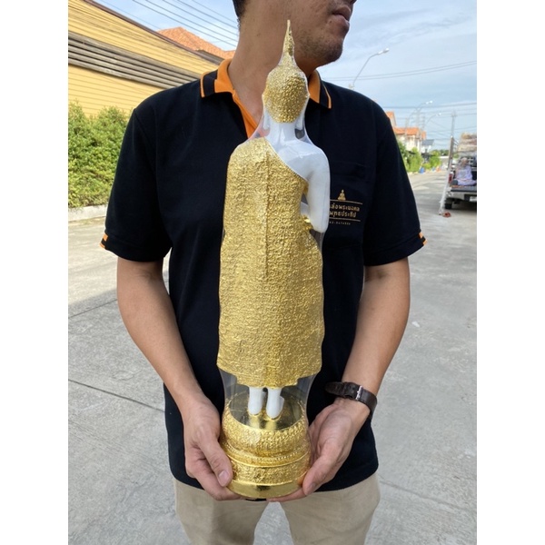 พระปางรำพึง พระพุทธรูป สูง23นิ้ว พระประจำวันเกิด สีขาวปิดทอง